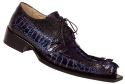 Mauri "Barometer" 44150 Wonder Blue Genuine Hornback Crocodile Tail / Bicolore Wonder Blue / Iris Ostrich Shoes