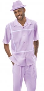 Montique Lavender / White Windowpane Short Sleeve Outfit 2202