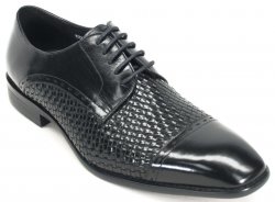 Carrucci Black Genuine Woven Leather Shoes KS259-12