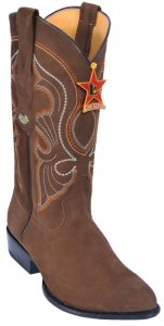 Los Altos Brown Genuine Nobuk Skin J-Toe Cowboy Boots 996307