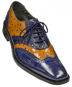 Stacy Adams "Armento" All-Over Gold / Blue Ostrich Print Shoes 24777