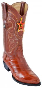Los Altos Cognac Genuine All-Over Eel Skin Medium R-Toe Cowboy Boots 600803