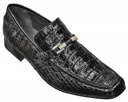 Los Altos Black Genuine Hornback Crocodile Loafer Shoes ZV108205