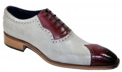 Duca Di Matiste "Marino" Bordo / Bone Genuine Calfskin Lace up Oxford Shoes.