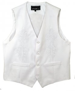 Pronti White With White Embroidery Vest V3410