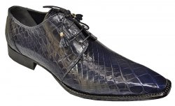 Mauri 53127 Wonder Blue Genuine All-Over Alligator Belly Skin Shoes.
