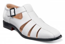 Stacy Adams "Calisto" White Leather Lined Monk Strap Dress Sandals 25112-100