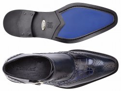 Belvedere "Aldo" Antique Navy Genuine Alligator / Italian Calf Loafer Shoes With Monk Strap 2B5