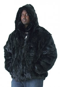 Winter Fur Black Genuine Mink Fur Pieces Bomber Jacket With Detachable Hood M03R02BK