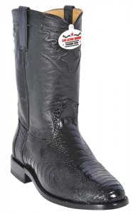 Los Altos Black Genuine All-Over Ostrich Leg Cowboy Boots 800505