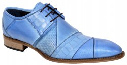 Duca Di Matiste "Imperio" Light Blue Genuine Italian Calfskin Lace-Up Shoes.