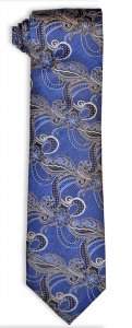 Bruno Marchesi 8016-9 Royal Blue / Navy / Silver Paisley Silk Necktie