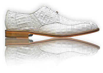Side of Belvedere White All-Over Hornback Crocodile Shoes