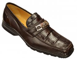 Mauri "D.O.C." 9135 Dark Brown Genuine Baby Crocodile / Snakeskin Loafer Shoes
