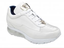 Belvedere "Flash " White Genuine Ostrich / Soft Italian Calf Skin Sneakers E01.