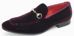 Carrucci Burgundy Genuine Velvet Loafers With Bracelet KS308-101V.