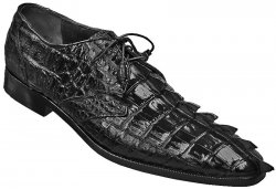 Upscale Menswear Custom Collection Black All Over Genuine Hornback Crocodile Tail Shoes 1ZV80105 (T)