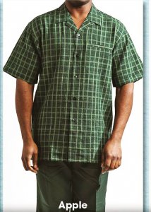 Tony Blake Apple / Hunter / Multi Green Embossed Plaid Design Short Sleeve 2 Piece Outfit SS434