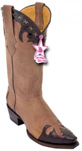 Los Altos Ladies Brown / Oryx Genuine Eel Snip Toe Cowgirl Boots 34P0807