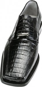Belvedere "Veneto" Black Genuine Crocodile / Lizard Oxford Shoes