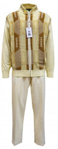 Stacy Adams Cream / Camel / Tan Zip-Up Sweater Outfit With Elbow Patches 3346