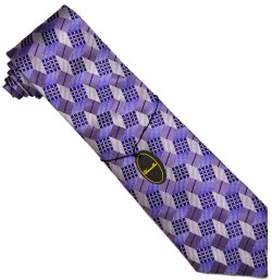 Versailles By Piatelli VL023 Purple Lavender Geomatric Design 100% Woven Silk Necktie/Hanky Set