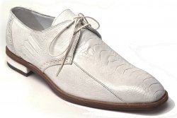 Mauri "Orazio" 4674 White Genuine Ostrich Leg Dress Shoes