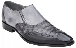 Belvedere "Lucas" Dark Grey / Grey / Light Grey Genuine Crocodile / Italian Calf Loafer Shoes 1636.