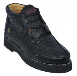 Los Altos Black Genuine All-Over Ostrich Casual Shoes ZA060305