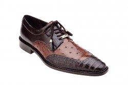 Belvedere "Roberto" Brown / Tabac Genuine Crocodile / Ostrich Shoes 1627