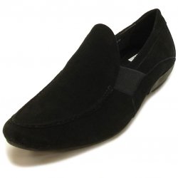 Encore By Fiesso Black Genuine Suede Leather Loafer Shoes FI3072