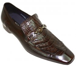 Mezlan "Lloyd" Brown Genuine Alligator/Deer Skin/Cordovan Leather Shoes With Bracelet On Front