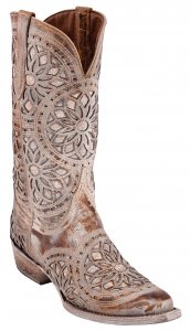 Ferrini Ladies 81761-10 Shabby Genuine Cowhide Leather V-Toe Cowboy Boots.