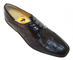 Steve Harvey Collection "Daytona" Black Ostrich Shoes