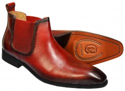 Carrucci Red Hand Burnished Calfskin Leather Chelsea Boots KB478-11