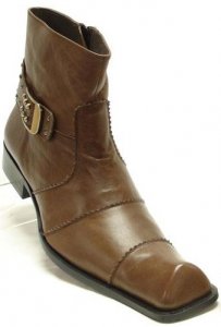 Fiesso Brown Genuine Leather Boots With Zipper On The Side FI6606