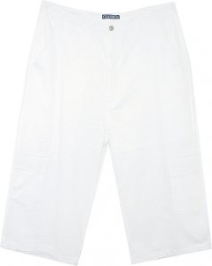 Classico Italiano White Linen Blend Capri Pant With Cargo Pockets BM1608