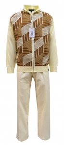 Stacy Adams Cream / Camel / Beige Zip-Up Sweater Outfit With Elbow Patches 3376