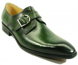 Carrucci Emerald Burnished Calfskin Leather Monk Strap Shoes KS503-35.