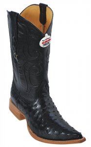 Los Altos Black Genuine All-Over Ostrich 3X Toe Cowboy Boots 950305