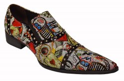 Zota Black / Red / Green / Multi Color Genuine Leather Studded Loafers G508-10