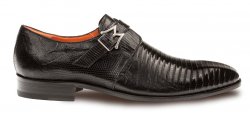 Mezlan "Athens" Black Genuine Lizard Cap Toe Dress Monk Strap Shoes 14503-L