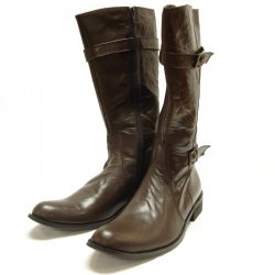 Fiesso Brown Genuine Leather Boots With Zipper On The Side FI8432