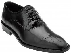 Belvedere "Como" Black Genuine Alligator And Italian Calf Oxford Shoes D43