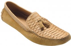 David X "Porta" Sand Genuine Python / Suede Loafer Shoes