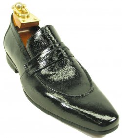 Carrucci Black Genuine Patent Leather Loafer Shoes KS1377-06P.