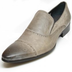 Encore By Fiesso Grey Leather Loafer Shoes FI3141