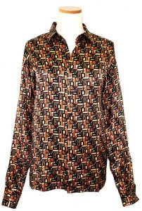 Zegara Black/Brown/Gold Design 100% Silk Shirt SLP813