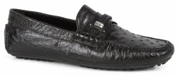 Mauri "3101/7" Black Genuine Ostrich Loafer Shoes.