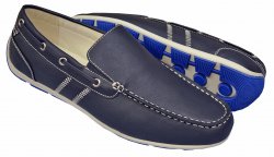 GBX "Ludlam" Dark Navy Blue Vegan Leather Moc Toe Driving Loafers 134893